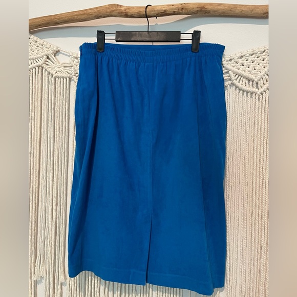 Vintage Leslie Fay Blue Suede-Like Pencil Skirt Sz 16 - Picture 2 of 8